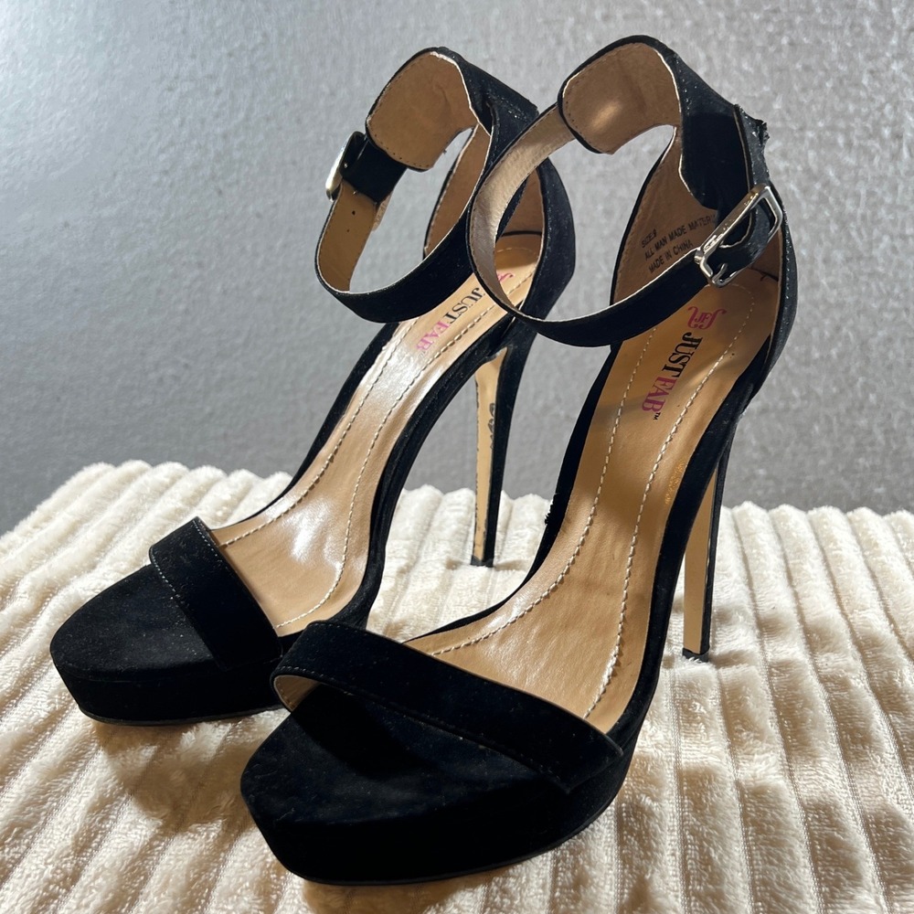 830 | NIB Black Platform Ankle Strap Stiletto Heels‎ Womens 9